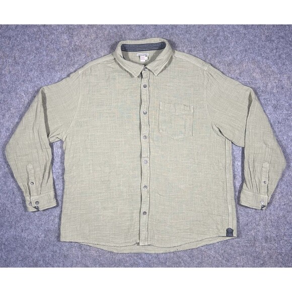 Carbon 2 Cobalt Crossover Shirt Men’s XL Green Long Sleeve Cotton Button Up Flax - Picture 1 of 6